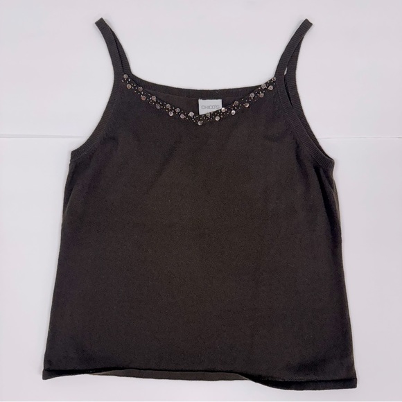 CHICOS Dazzling Loralee Beaded Sequins Brown Sleeveless Crw Tank 14 (Chicos 3) - Picture 1 of 12